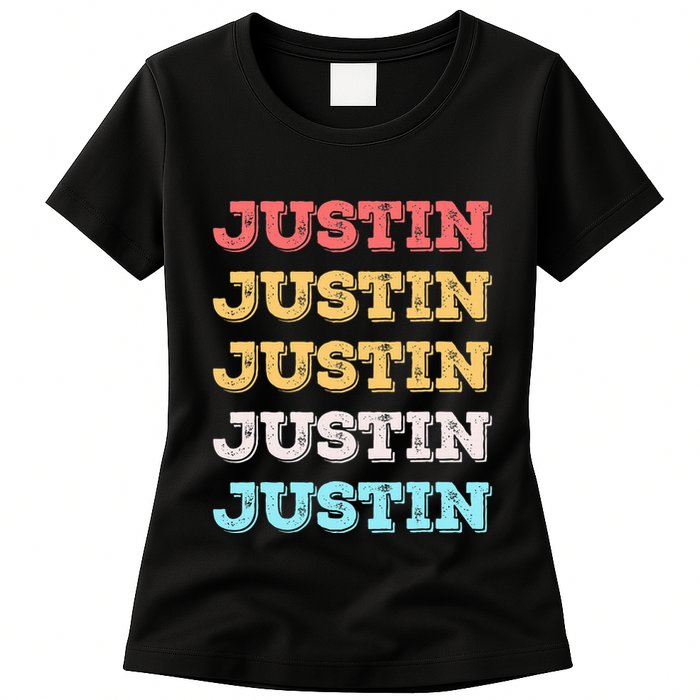 Cute Custom Gift Justin Name Personalized Womens T-Shirt
