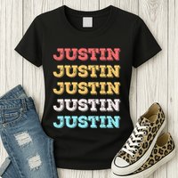 Cute Custom Gift Justin Name Personalized Womens T-Shirt