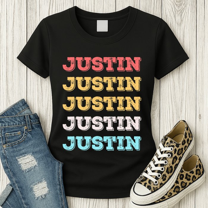 Cute Custom Gift Justin Name Personalized Womens T-Shirt