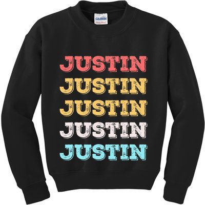Cute Custom Gift Justin Name Personalized Kids Sweatshirt