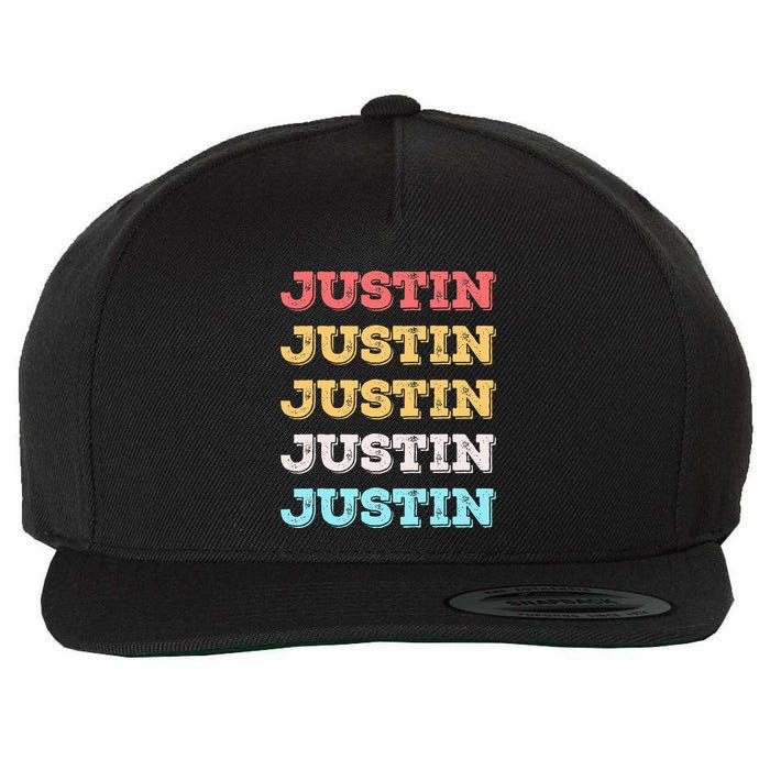 Cute Custom Gift Justin Name Personalized Wool Snapback Cap