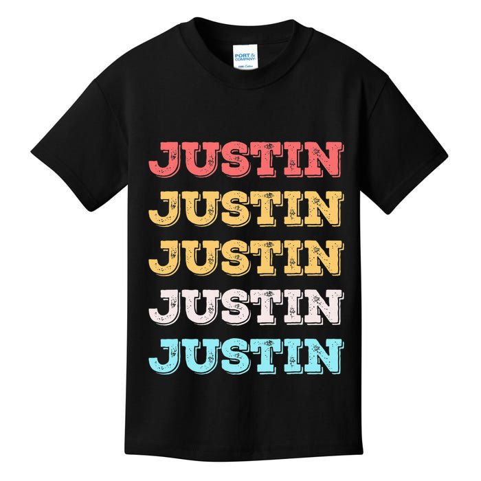 Cute Custom Gift Justin Name Personalized Kids T-Shirt