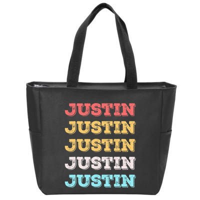 Cute Custom Gift Justin Name Personalized Zip Tote Bag