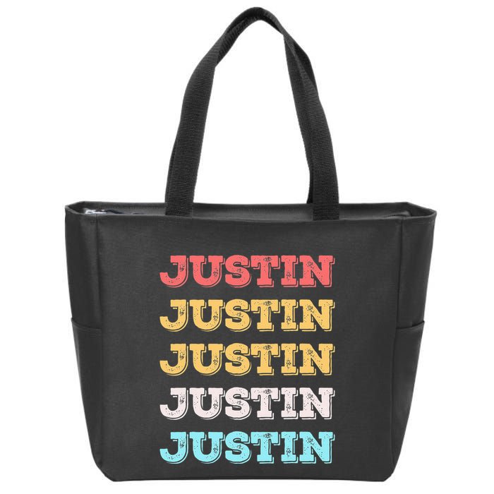 Cute Custom Gift Justin Name Personalized Zip Tote Bag