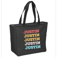 Cute Custom Gift Justin Name Personalized Zip Tote Bag