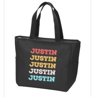Cute Custom Gift Justin Name Personalized Zip Tote Bag