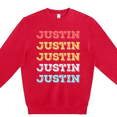 Cute Custom Gift Justin Name Personalized Premium Crewneck Sweatshirt