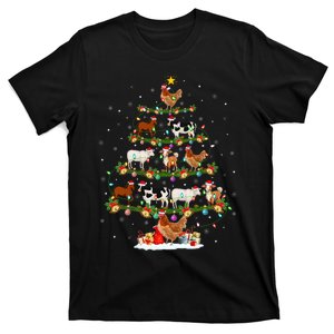 Chicken Cow Goat Horse Farm Animal Farmer Christmas Tree T-Shirt