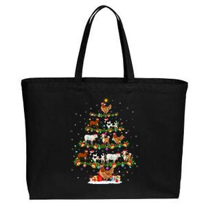 Chicken Cow Goat Horse Farm Animal Farmer Christmas Tree Cotton Canvas Jumbo Tote