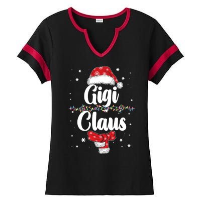 Cute Christmas Gigi Claus Ladies Halftime Notch Neck Tee