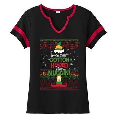 Cutest Cotton Headed Ninny Muggins Funny Christmas Elf Ladies Halftime Notch Neck Tee