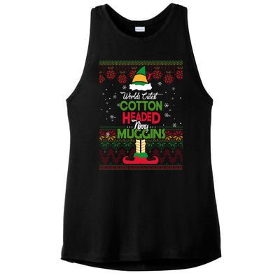 Cutest Cotton Headed Ninny Muggins Funny Christmas Elf Ladies PosiCharge Tri-Blend Wicking Tank