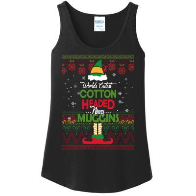 Cutest Cotton Headed Ninny Muggins Funny Christmas Elf Ladies Essential Tank