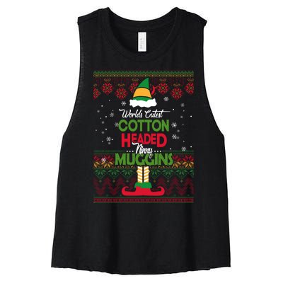 Cutest Cotton Headed Ninny Muggins Funny Christmas Elf Women's Racerback Cropped Tank