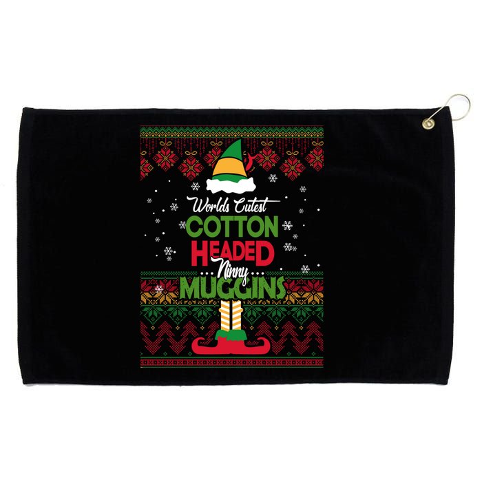 Cutest Cotton Headed Ninny Muggins Funny Christmas Elf Grommeted Golf Towel