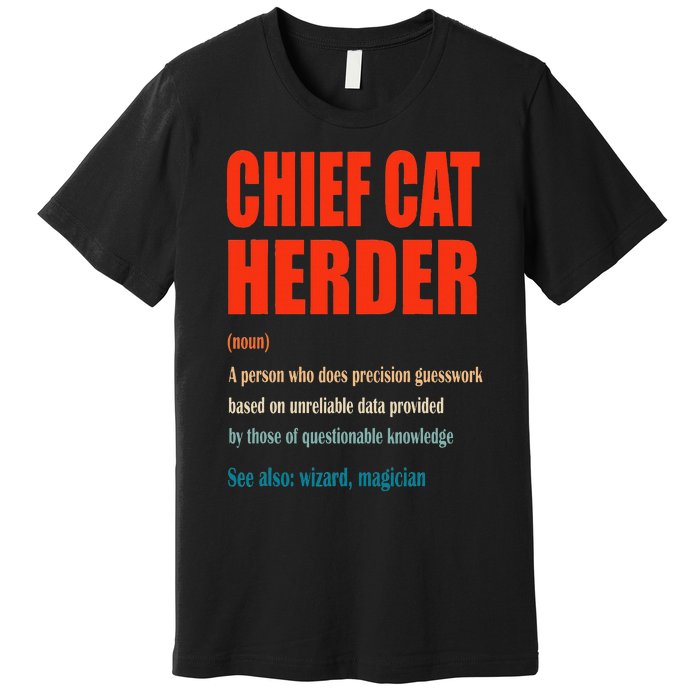 Chief Cat Herder Vintage Definition Wizard Magician Premium T-Shirt