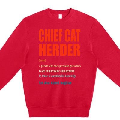 Chief Cat Herder Vintage Definition Wizard Magician Premium Crewneck Sweatshirt