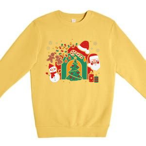 Candy Cane Holly Merry Christmas Happy Xmas Holidays Premium Crewneck Sweatshirt