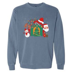 Candy Cane Holly Merry Christmas Happy Xmas Holidays Garment-Dyed Sweatshirt