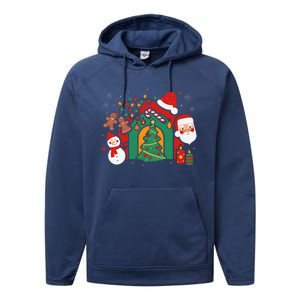 Candy Cane Holly Merry Christmas Happy Xmas Holidays Performance Fleece Hoodie