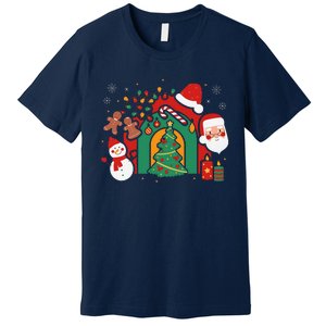 Candy Cane Holly Merry Christmas Happy Xmas Holidays Premium T-Shirt