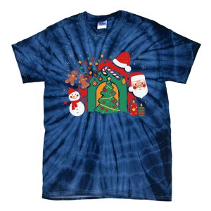 Candy Cane Holly Merry Christmas Happy Xmas Holidays Tie-Dye T-Shirt