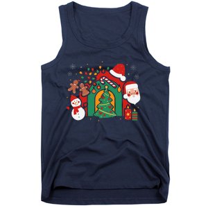 Candy Cane Holly Merry Christmas Happy Xmas Holidays Tank Top