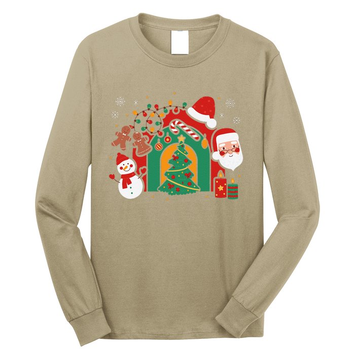 Candy Cane Holly Merry Christmas Happy Xmas Holidays Long Sleeve Shirt