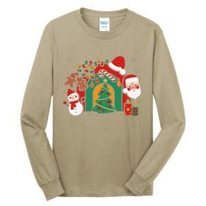 Candy Cane Holly Merry Christmas Happy Xmas Holidays Tall Long Sleeve T-Shirt