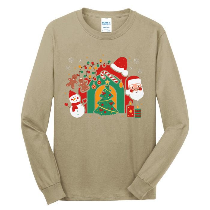 Candy Cane Holly Merry Christmas Happy Xmas Holidays Tall Long Sleeve T-Shirt