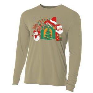 Candy Cane Holly Merry Christmas Happy Xmas Holidays Cooling Performance Long Sleeve Crew