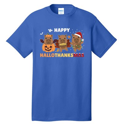 Capybara Christmas Halloween Costume Happy Hallothanksmas Gift Tall T-Shirt