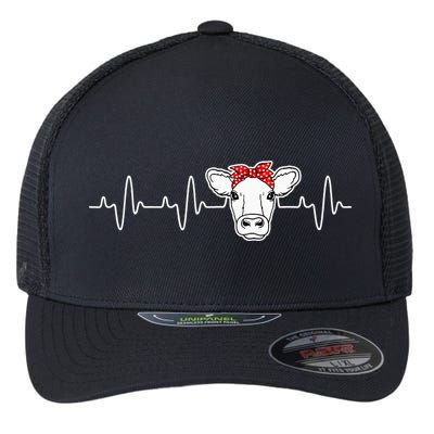 Cattle Cow Heart Valve EKG Heartbeat Cute Cow Lover funny Flexfit Unipanel Trucker Cap