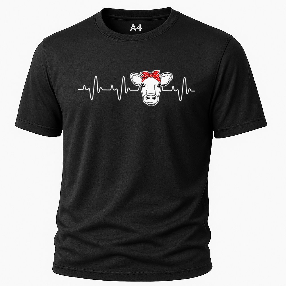 Cattle Cow Heart Valve EKG Heartbeat Cute Cow Lover funny Cooling Performance Crew T-Shirt