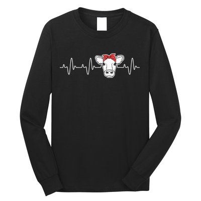 Cattle Cow Heart Valve EKG Heartbeat Cute Cow Lover funny Long Sleeve Shirt