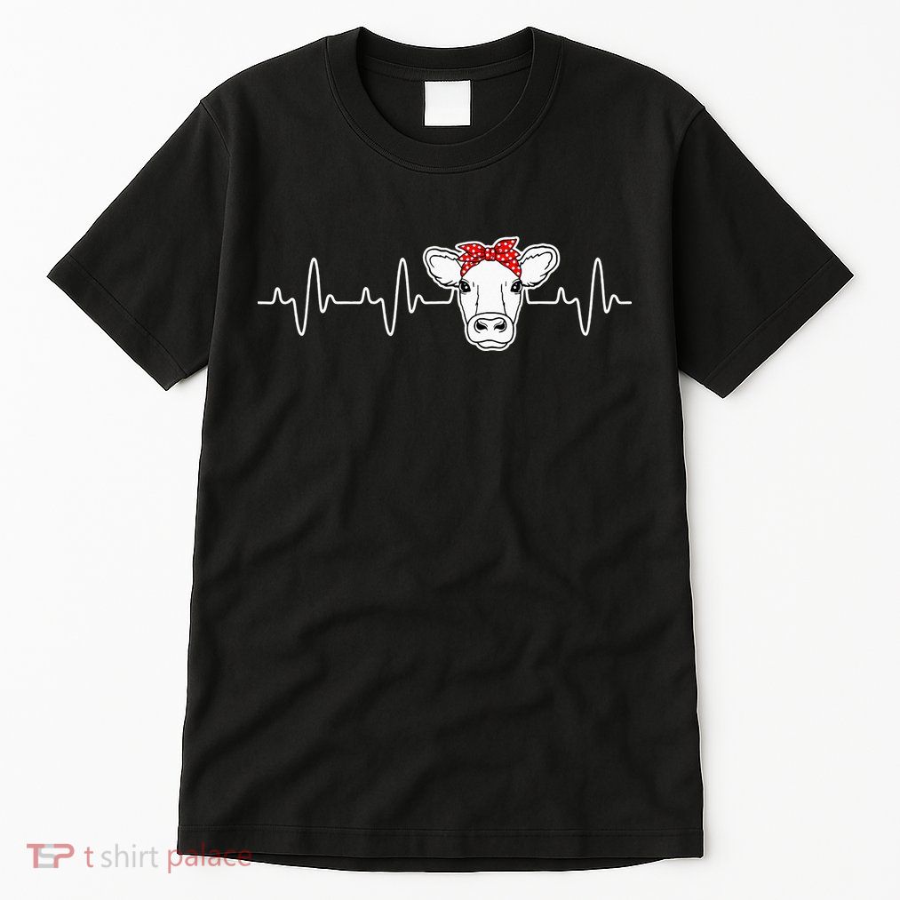 Cattle Cow Heart Valve EKG Heartbeat Cute Cow Lover funny Tall T-Shirt