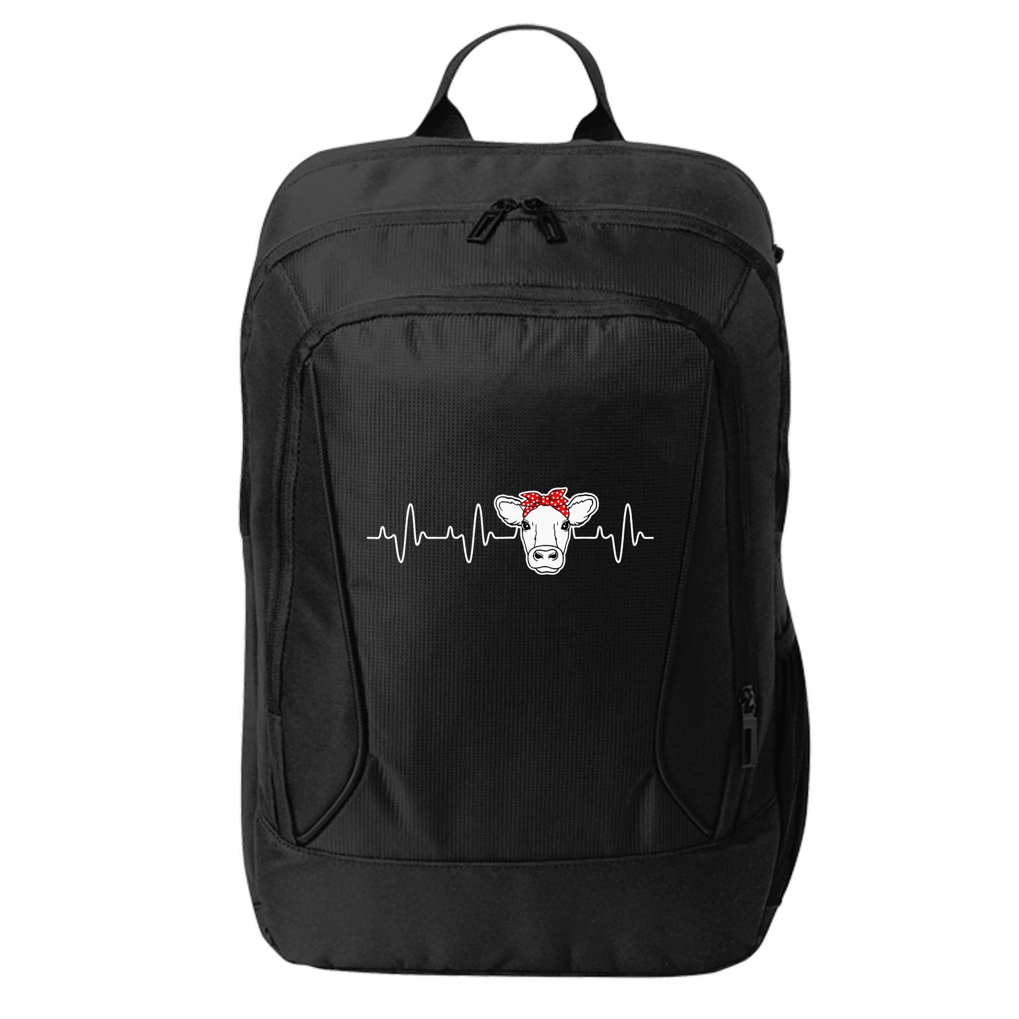 Cattle Cow Heart Valve EKG Heartbeat Cute Cow Lover funny City Backpack