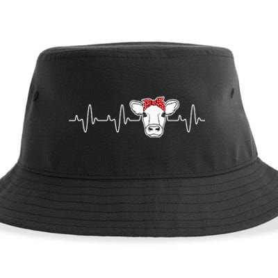 Cattle Cow Heart Valve EKG Heartbeat Cute Cow Lover funny Sustainable Bucket Hat