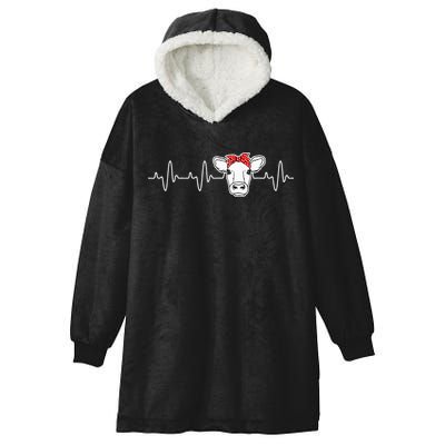 Cattle Cow Heart Valve EKG Heartbeat Cute Cow Lover funny Hooded Wearable Blanket
