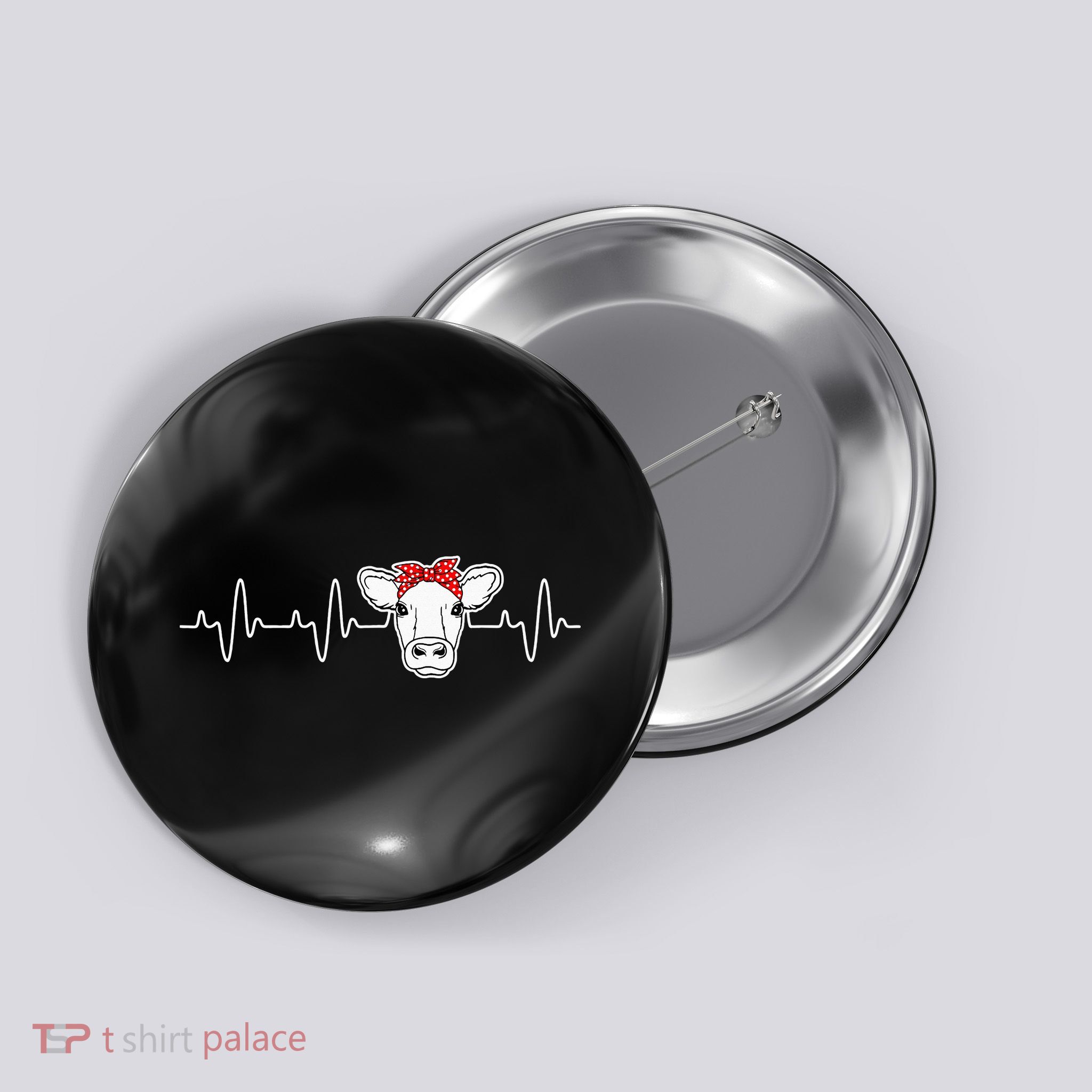 Cattle Cow Heart Valve EKG Heartbeat Cute Cow Lover funny Button