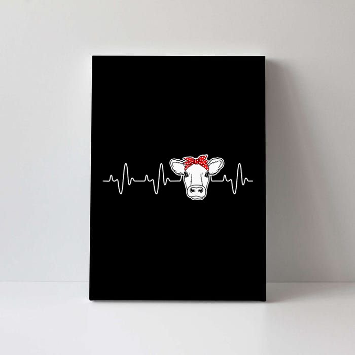 Cattle Cow Heart Valve EKG Heartbeat Cute Cow Lover funny Canvas