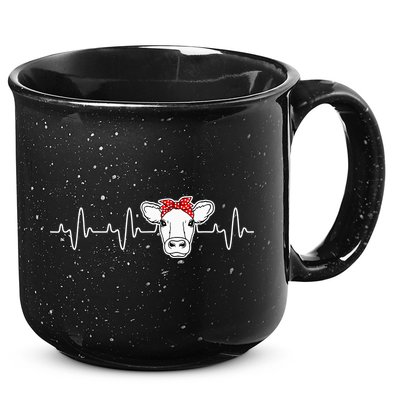 Cattle Cow Heart Valve EKG Heartbeat Cute Cow Lover funny 15oz Campfire Ceramic Mug