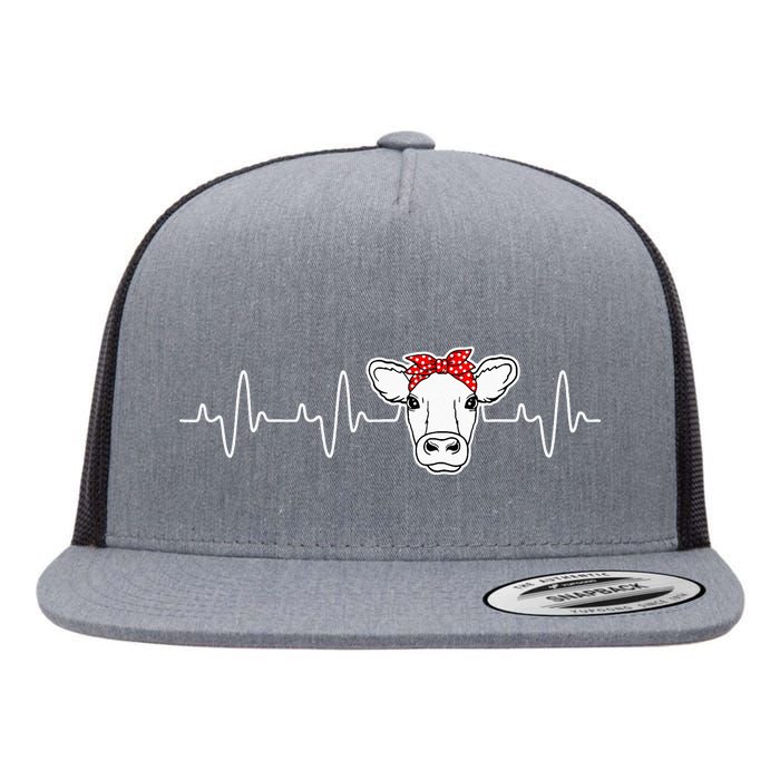 Cattle Cow Heart Valve EKG Heartbeat Cute Cow Lover funny Flat Bill Trucker Hat