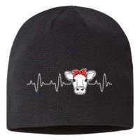 Cattle Cow Heart Valve EKG Heartbeat Cute Cow Lover funny Sustainable Beanie