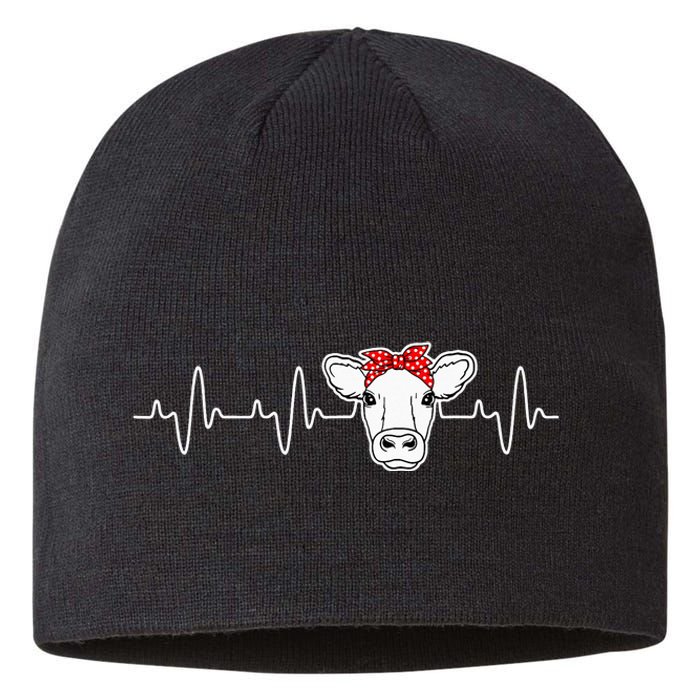 Cattle Cow Heart Valve EKG Heartbeat Cute Cow Lover funny Sustainable Beanie