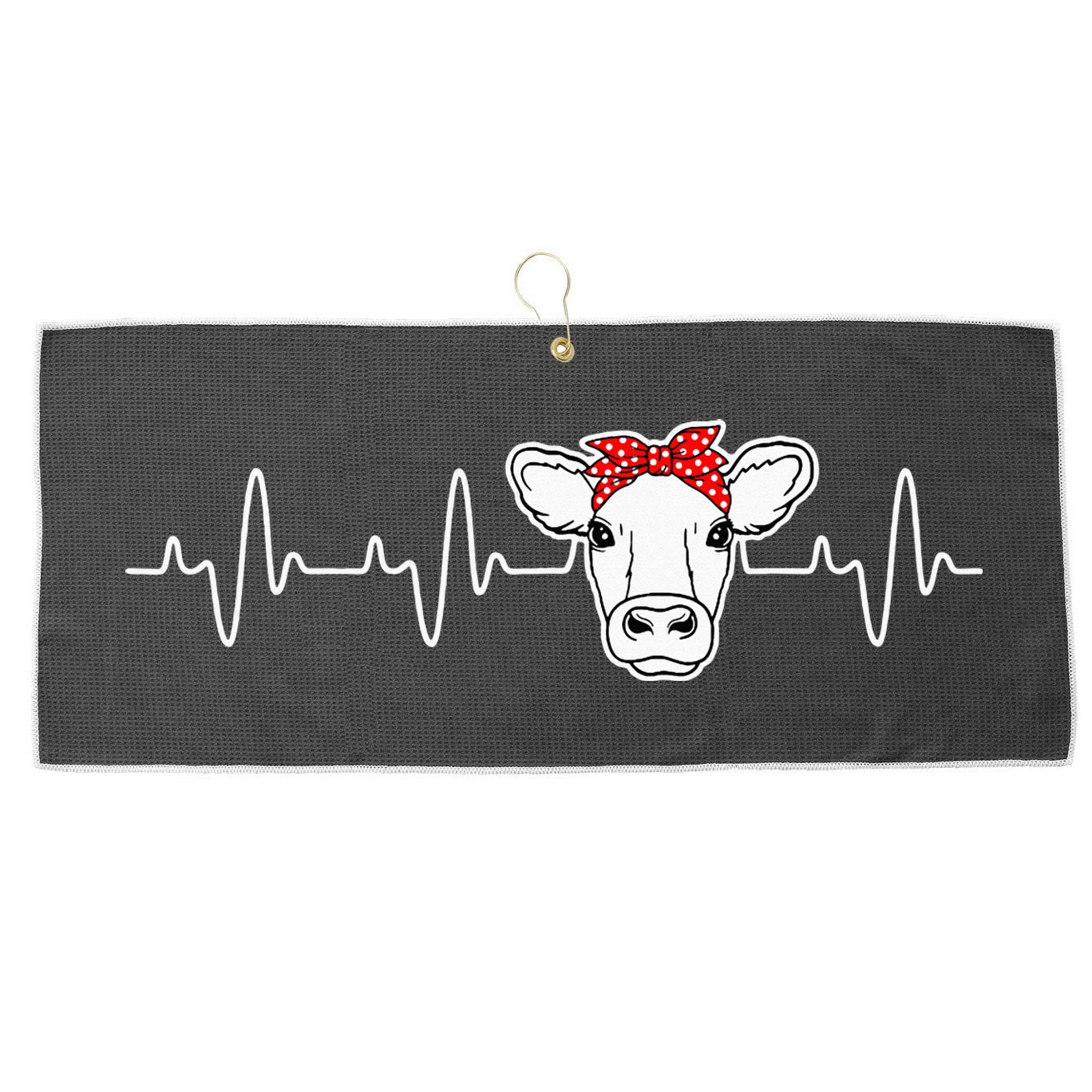 Cattle Cow Heart Valve EKG Heartbeat Cute Cow Lover funny Large Microfiber Waffle Golf Towel