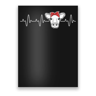 Cattle Cow Heart Valve EKG Heartbeat Cute Cow Lover funny Poster