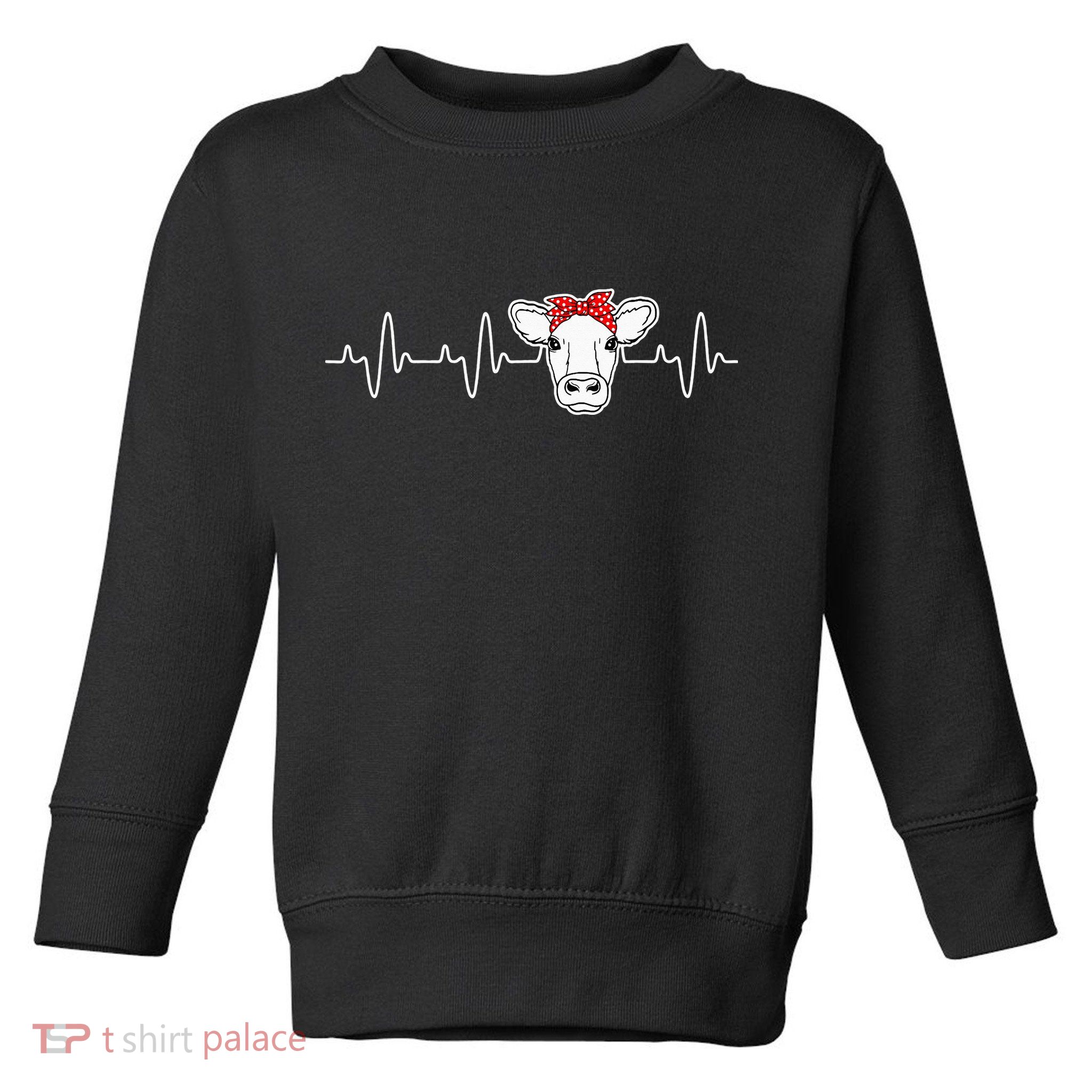 Cattle Cow Heart Valve EKG Heartbeat Cute Cow Lover funny Toddler Sweatshirt