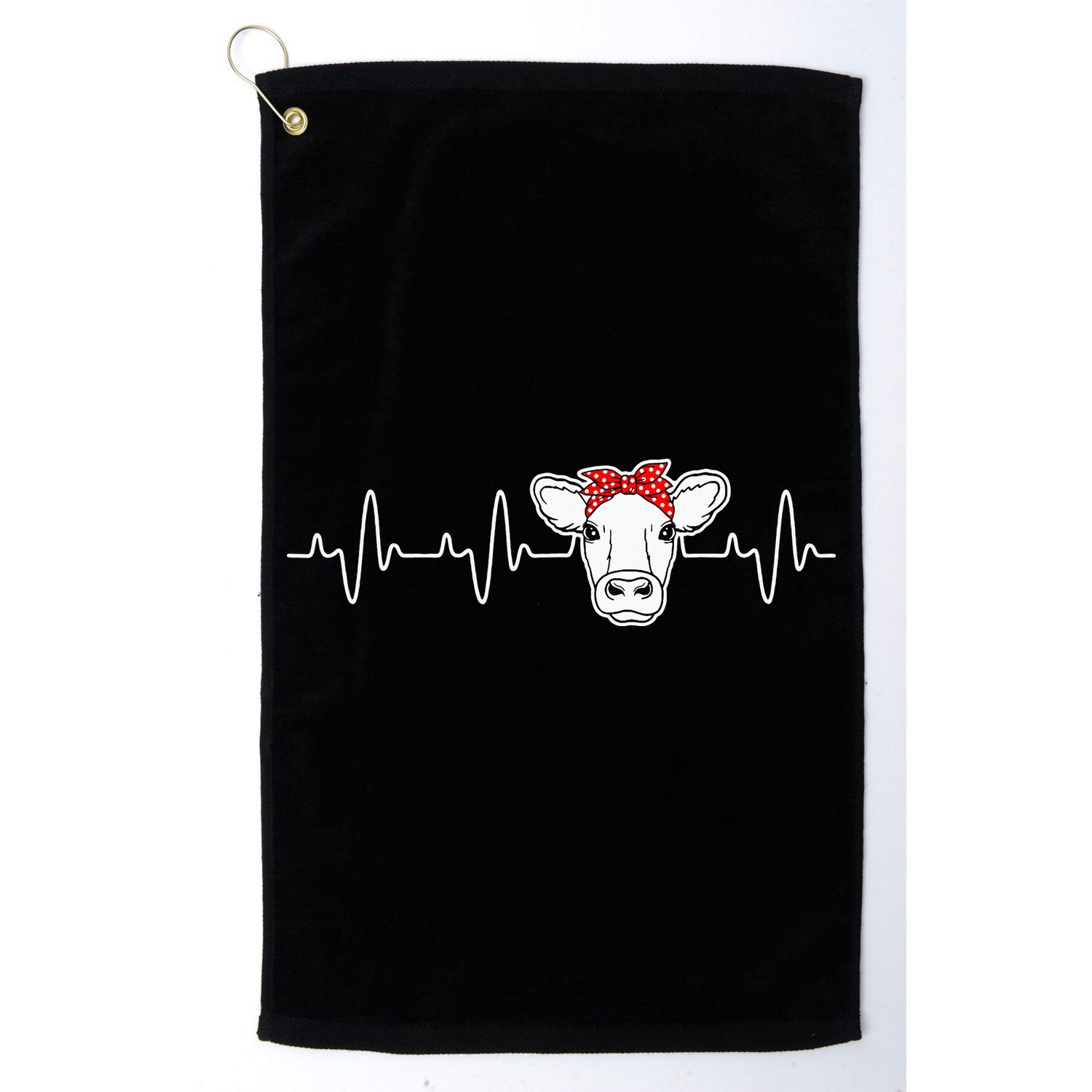 Cattle Cow Heart Valve EKG Heartbeat Cute Cow Lover funny Golf Towel