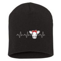 Cattle Cow Heart Valve EKG Heartbeat Cute Cow Lover funny Short Acrylic Beanie